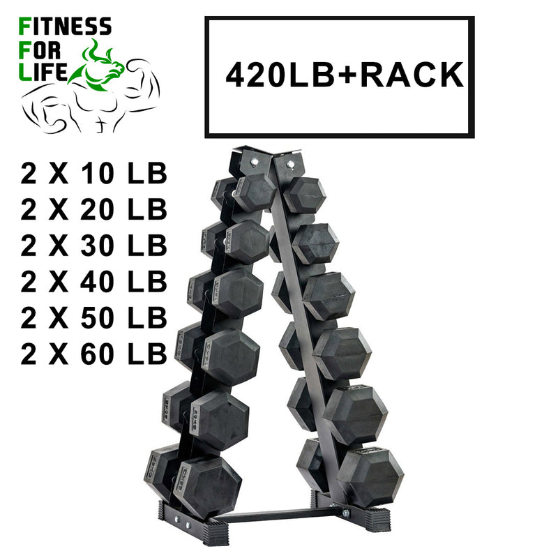 Load image into Gallery viewer, 420 lb HEX Dumbbells set + Rack
