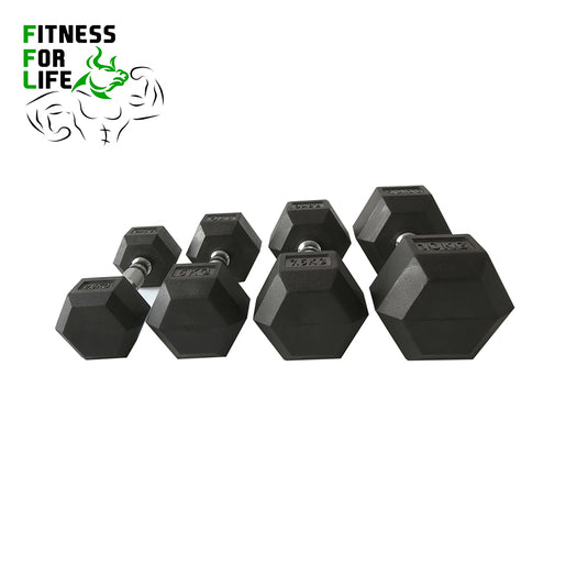 370 lb HEX dumbbells set + rack